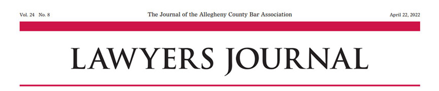 Header of the Lawyers Journal of the Allegheny County Bar Association which published an article by Arthur Wernick PharmD